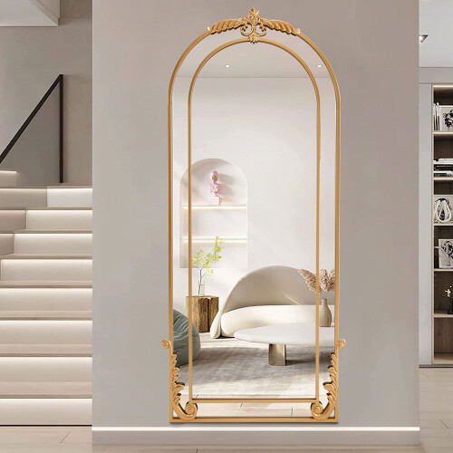 Living And Home Vintage Gold Frame Arch Floor Mirror 2