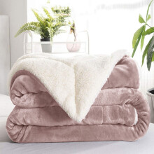 (Single: 130 X 150 cm, Pink) 480GSM Sherpa Fleece Reversible Blanket Sofa Throw - Thick Blanket for all Seasons UK Made