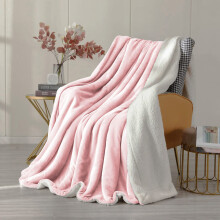 (Double: 150 X 200 cm, Pink) 480GSM Sherpa Fleece Reversible Blanket Sofa Throw - Thick Blanket for all Seasons UK Made