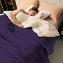 (King: 200 X 240 cm, Purple) 480GSM Sherpa Fleece Reversible Blanket Sofa Throw - Thick Blanket for all Seasons UK Made