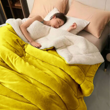 (King: 200 X 240 cm, Yellow Ochre) 480GSM Sherpa Fleece Reversible Blanket Sofa Throw - Thick Blanket for all Seasons UK Made
