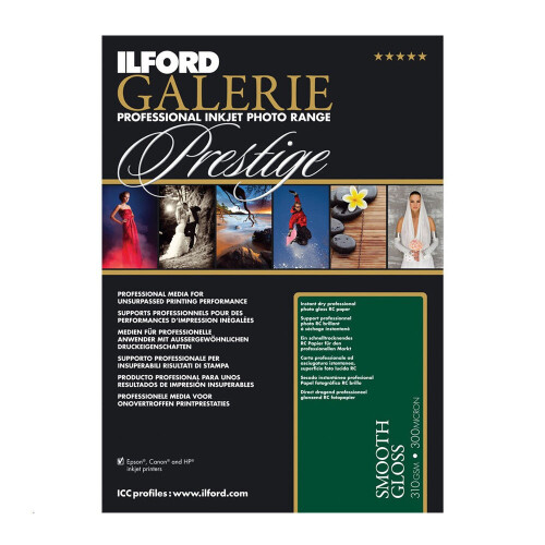 Ilford Galerie Prestige Smooth Gloss Inkjet Glossy Photo Paper Sheets 310GSM