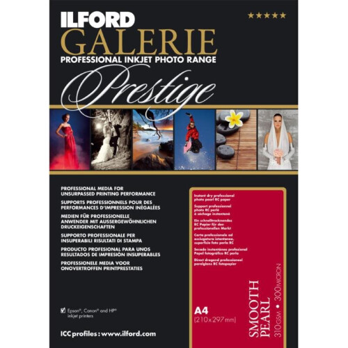 Ilford Galerie Prestige Smooth Pearl Inkjet RC Photo Paper Sheets 310GSM