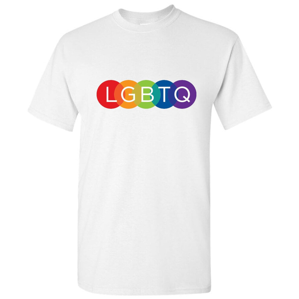 (2XL) LGBTQ Flag Colourful Rainbow Gay Pride Lesbian Art Men White T Shirt Tee Top