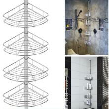 4 Tier Metal Telescopic Bathroom Corner Shelf Rack Caddy Storage Bath Shower