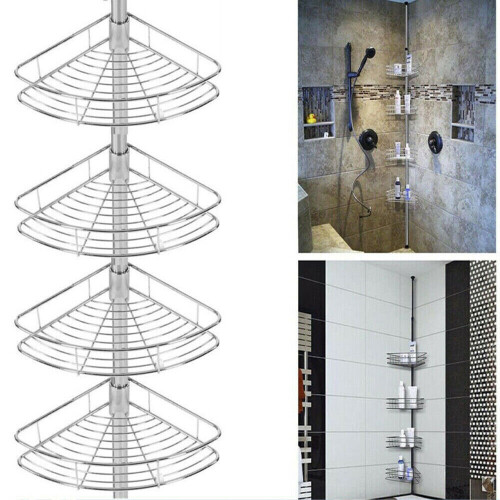 4 Tier Metal Telescopic Bathroom Corner Shelf Rack Caddy Storage Bath Shower