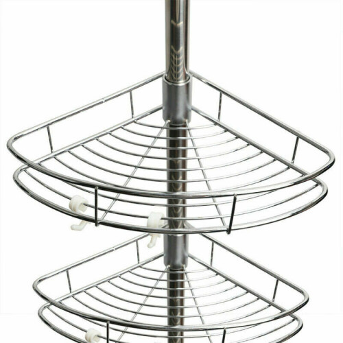 4 Tier Metal Telescopic Bathroom Corner Shelf Rack Caddy Storage Bath Shower 2