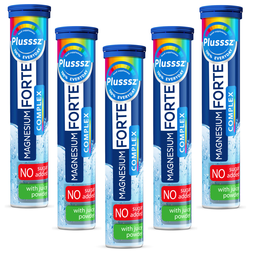 Polski Lek 5X20 Plusssz Forte Magnesium Vitamin B6 100 Effervescent Tabs- Magne Magnez+B6 Orange