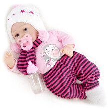 BiBi Doll Reborn Baby Doll Soft Body Girl 17" Realistic Lifelike with Dummy Bottle
