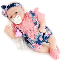 BiBi Doll Reborn Baby Doll Soft Body Girl 17" Realistic Lifelike with Dummy Bottle