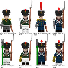 8PCS Napoleon Series French Artillery Russian Minifigures Building Blocks Toy Action Figure Model Blocks Fit Lego