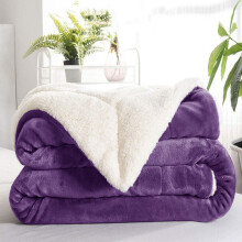 (Single: 130 X 150 cm, Purple) 480GSM Sherpa Fleece Reversible Blanket Sofa Throw - Thick Blanket for all Seasons UK Made
