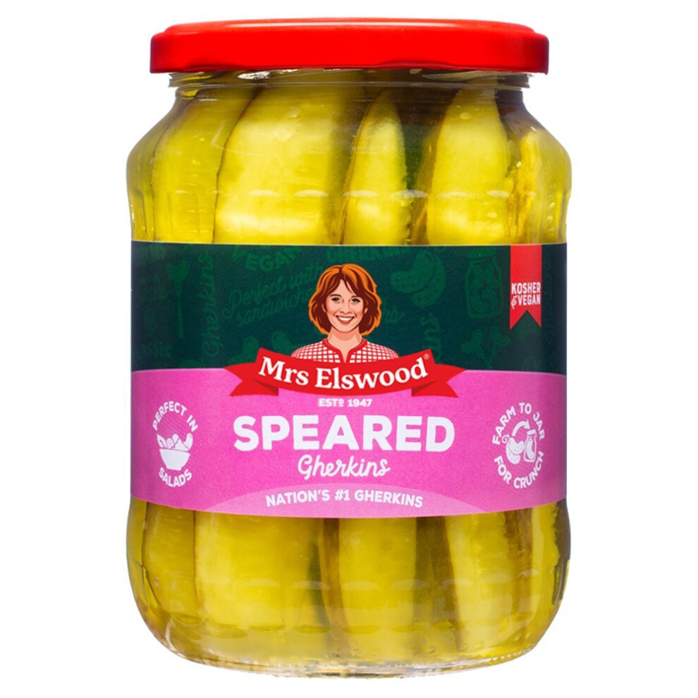 Mrs Elswood Speared Gherkins 670g ( Pack of 6 )