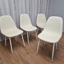 KOSY KOALA Dining Chairs Set Of 4 Cream Stitched Faux Leather Chairs