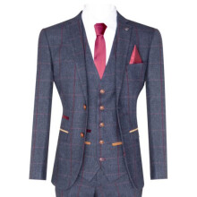 (46) Mens Herringbone Tweed Suit 3 Piece Navy Blue Peaky Blinders 1920s Tailored Fit