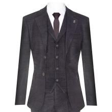 (38) Mens Black 3 Piece Tweed Suit Peaky Blinders 1920s Gatsby Classic Tailored Fit