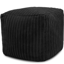 (Black ) Square Cord Footstool Pouffe Ottoman Foot Rest