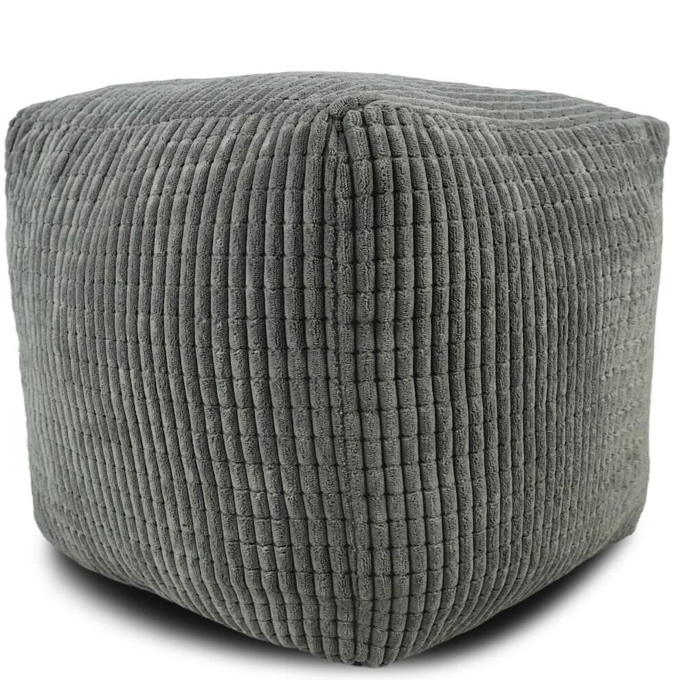 (Charcoal) Square Cord Footstool Pouffe Ottoman Foot Rest