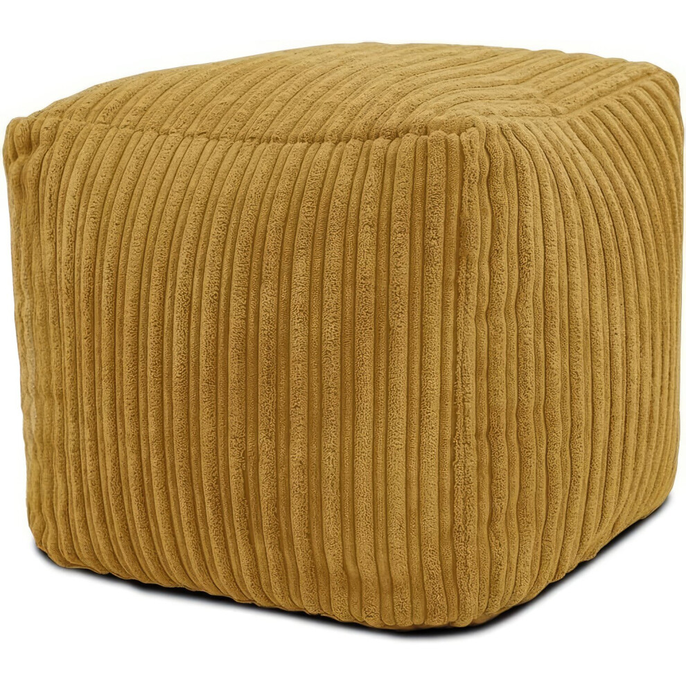 (Mustard / Gold) Square Cord Footstool Pouffe Ottoman Foot Rest