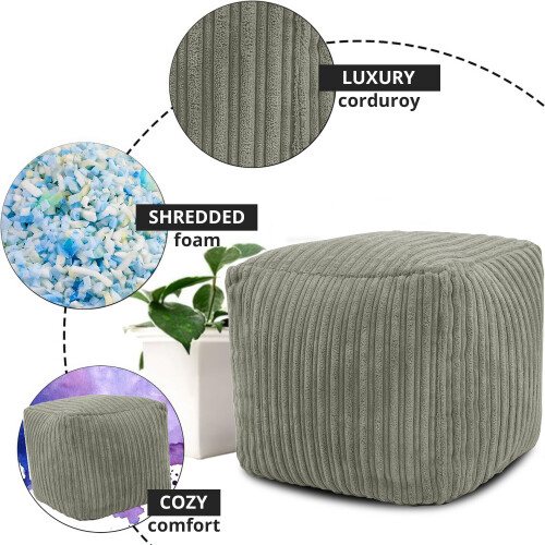 (Mink) Square Cord Footstool Pouffe Ottoman Foot Rest 2