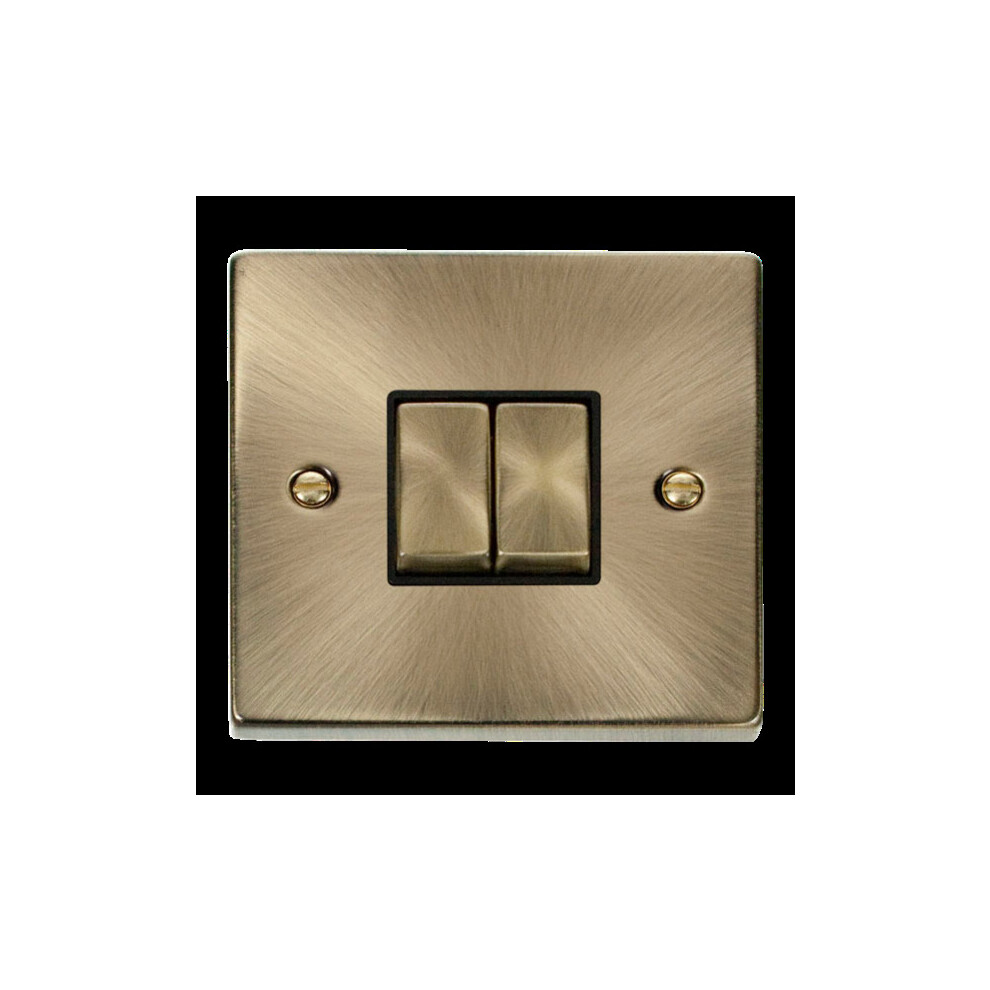 Click Scolmore Deco Ingot 2 Gang 10Ax 2 Way Plate Switch - Vpab412bk 5055112854671