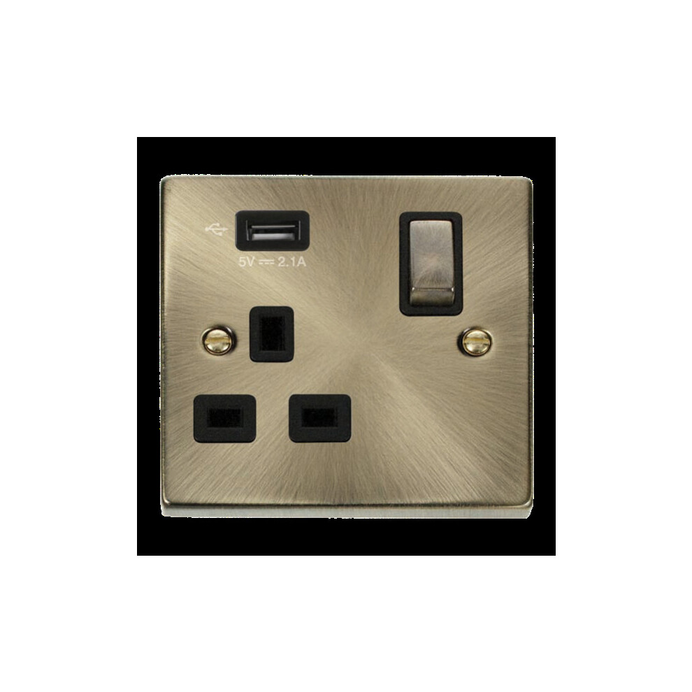 Click Scolmore Deco Ingot 1 Gang 13A 1X Usb-A 2.1A Switched Socket - Vpab571ubk 5056272606865