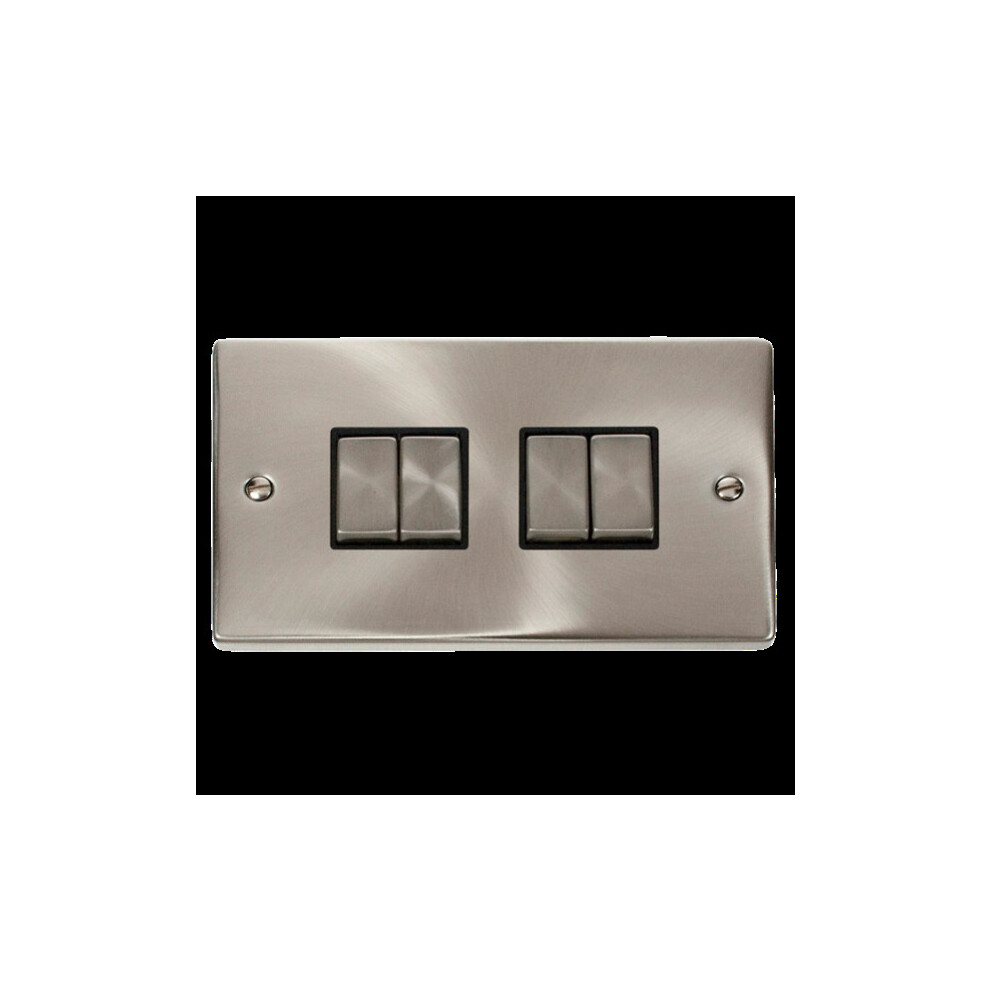 Click Scolmore Deco Ingot 4 Gang 10Ax 2 Way Plate Switch With Black Insert 5055112851434