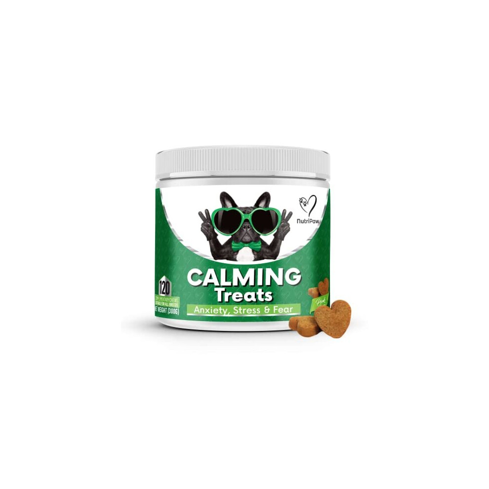 NutriPaw Calming Treats For Dogs - Reduce Stress, Fear, Separation Anxiety, Barking, Hyperactivity, Reactivity, Aggression, Travel Issues - Relaxation