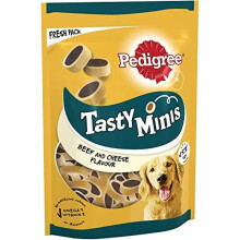 Pedigree Tasty Minis 8 x 140 g Bags, Dog Training Treats, Cheesy Nibbles with Cheese and Beef Flavouring