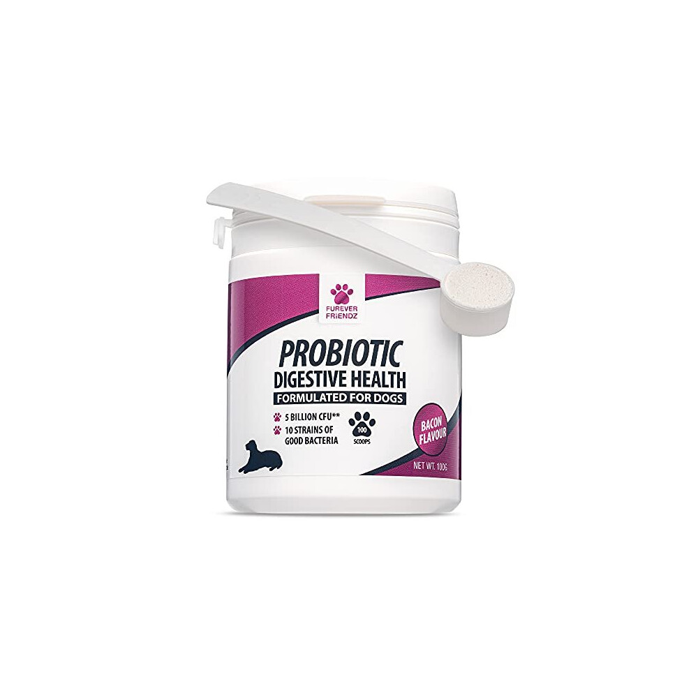 Dog Probiotic Powder ? Chicken & Bacon Flavour Probiotic for Dogs ? Dog Digestive Supplements w/No Gluten or Dairy ? Mix-In Powdered Probiotics for