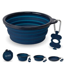 Bonza Extra Large Collapsible Dog Bowl 1500 mL, Sturdy Reinforced Rim, Portable Essential Dog Accessories and Travel Dog Bowls, with Carabiner,
