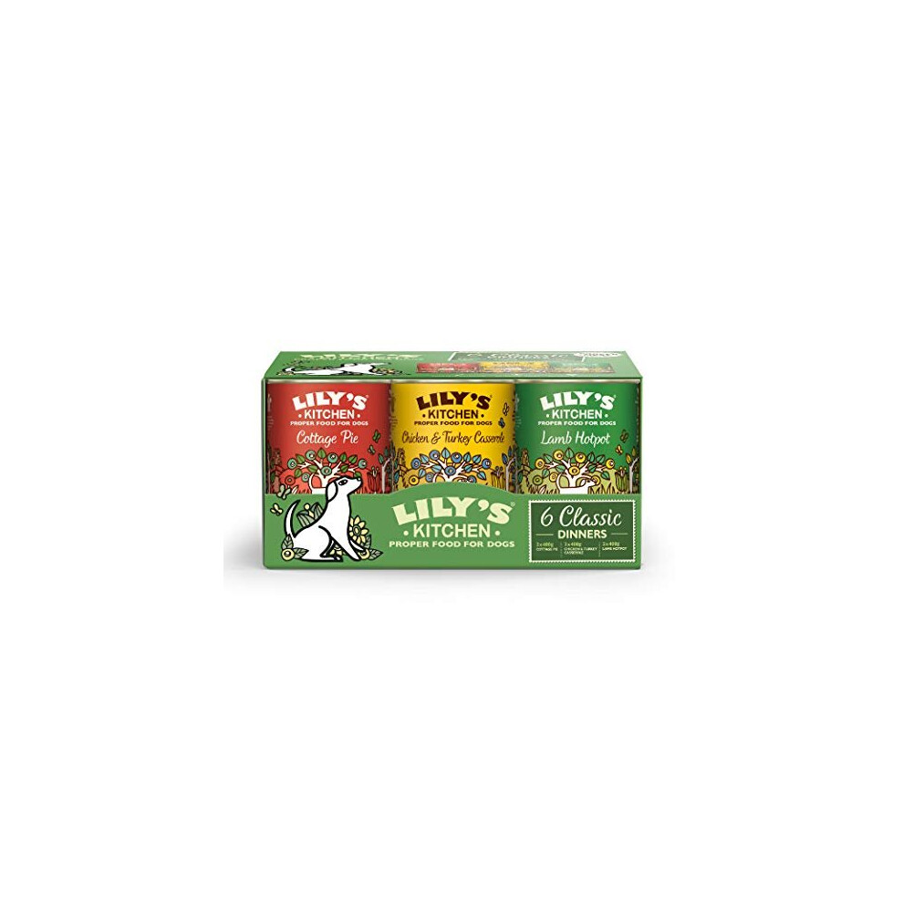 Lily's Kitchen Natural Adult Wet Dog Food Tins Classic Dinners Variety Pack 6 x 400g