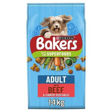 Bakers Adult Dry Dog Food Beef and Veg 14 kg, Packaging May Vary