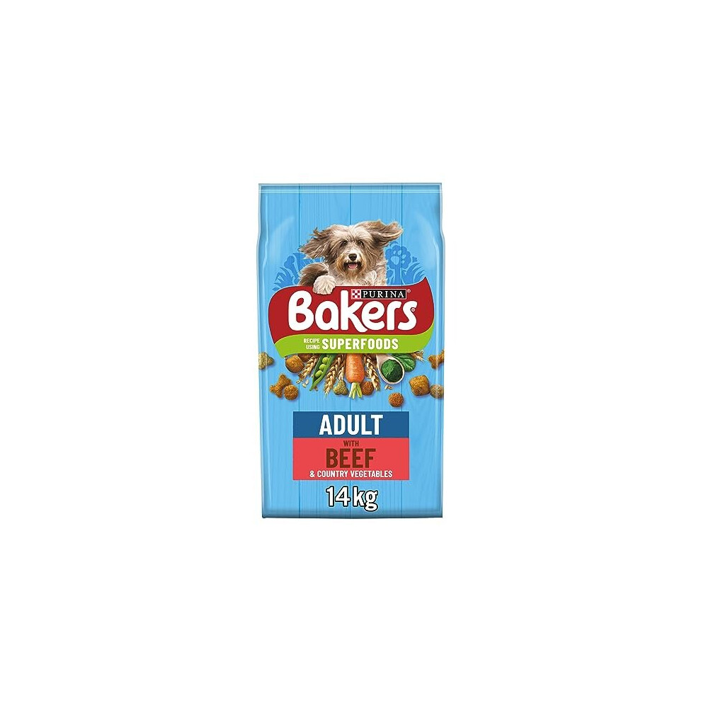 Bakers Adult Dry Dog Food Beef and Veg 14 kg, Packaging May Vary