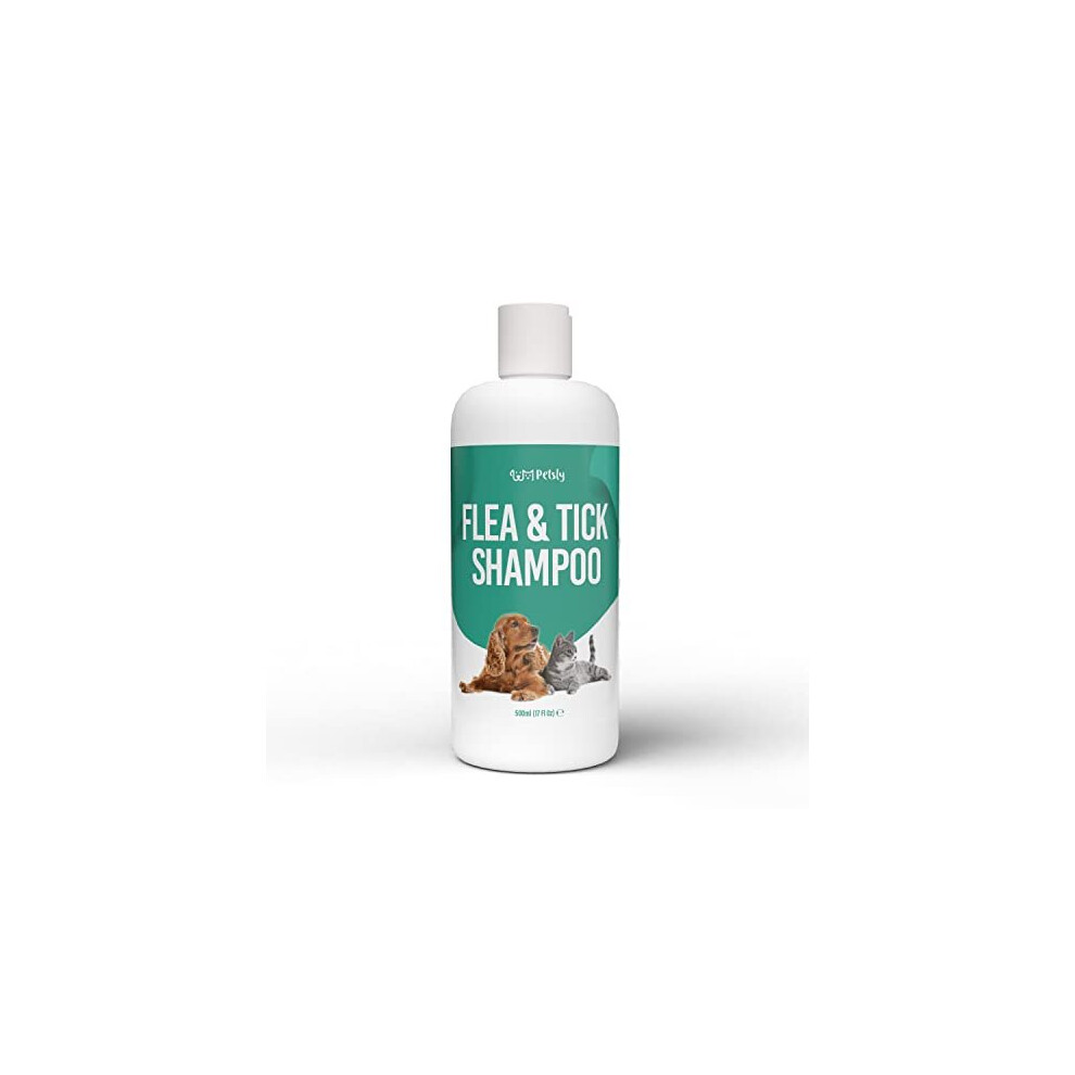 Petsly Tick & Flea Shampoo for Dogs - Dog Flea Shampoo with Tea Tree Oil - Tick Treatment for Cats & Dogs - Dog Shampoo for Itchy Skin & Cat Flea