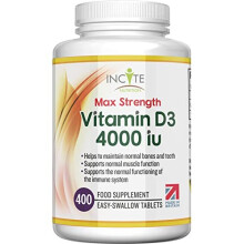 Vitamin D 4000iu - 400 Premium Vitamin D3 Easy-Swallow Micro Tablets - One a Day High Strength Cholecalciferol VIT D3 - Vegetarian Supplement - Made