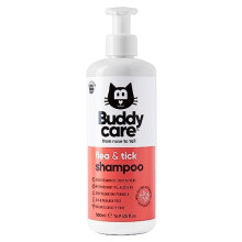 Buddycare Flea & Tick Cat Shampoo - 500ml - Eliminates Fleas, Ticks & Mites - Deep Cleansing Shampoo for Cats, Tea Tree & Eucalyptus Flea Shampoo for
