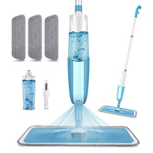 Spray Floor Mop, PAPCLEAN Microfibre Spray Mop with 3 Reusable Pads and 410ML Refillable Bottle, 360 Degree Spin Mop Suitable for Hardwood, Marble,
