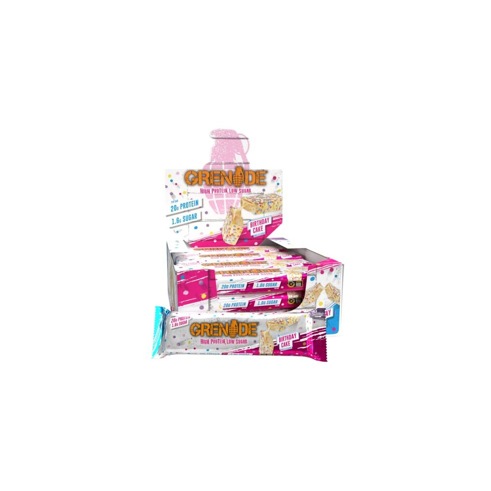 Grenade High Protein, Low Sugar Bar - Birthday Cake, 12 x 60 g