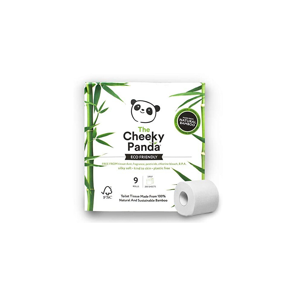 The Cheeky Panda Bamboo Toilet Paper ? 9 Rolls Of Toilet Paper | Plastic Free Packaging And Sustainable Toilet Tissue | 100% Compostable