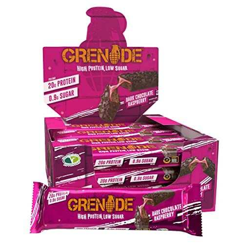 Grenade Grenade High Protein, Low Sugar Bar - Dark Chocolate Raspberry, 12 x 60 g