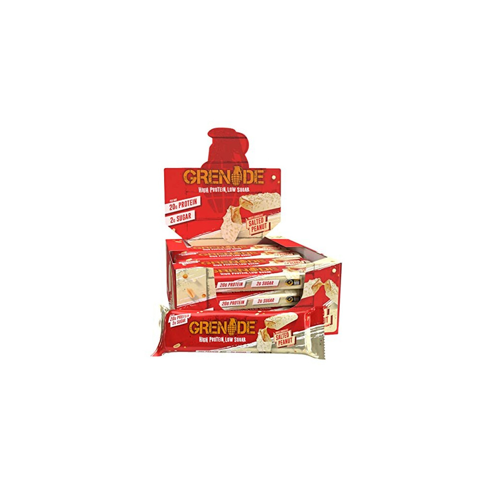 Grenade High Protein, Low Sugar Bar - White Chocolate Salted Peanut, 12 x 60 g