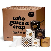 Who Gives A Crap Premium Bamboo Toilet Paper - 3-Ply, 370 Sheets, Soft, Strong, Biodegradable, Plastic-Free, B-Corp Certified, 50% Profits Donated