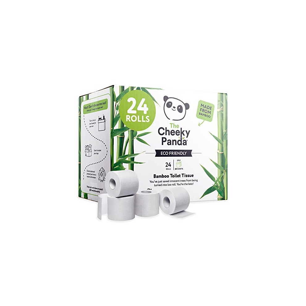 The Cheeky Panda Bamboo Toilet Rolls Bulk Buy ? 24 Rolls of 3 Ply Toilet Paper | Plastic Free Packaging and Sustainable Tissue Paper | White