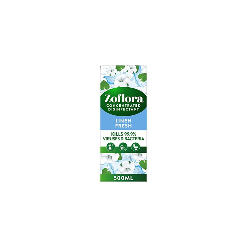 Zoflora Linen Fresh 500ml, Concentrated 3-in-1 Multipurpose Disinfectant Kills 99.9% of Bacteria & Viruses