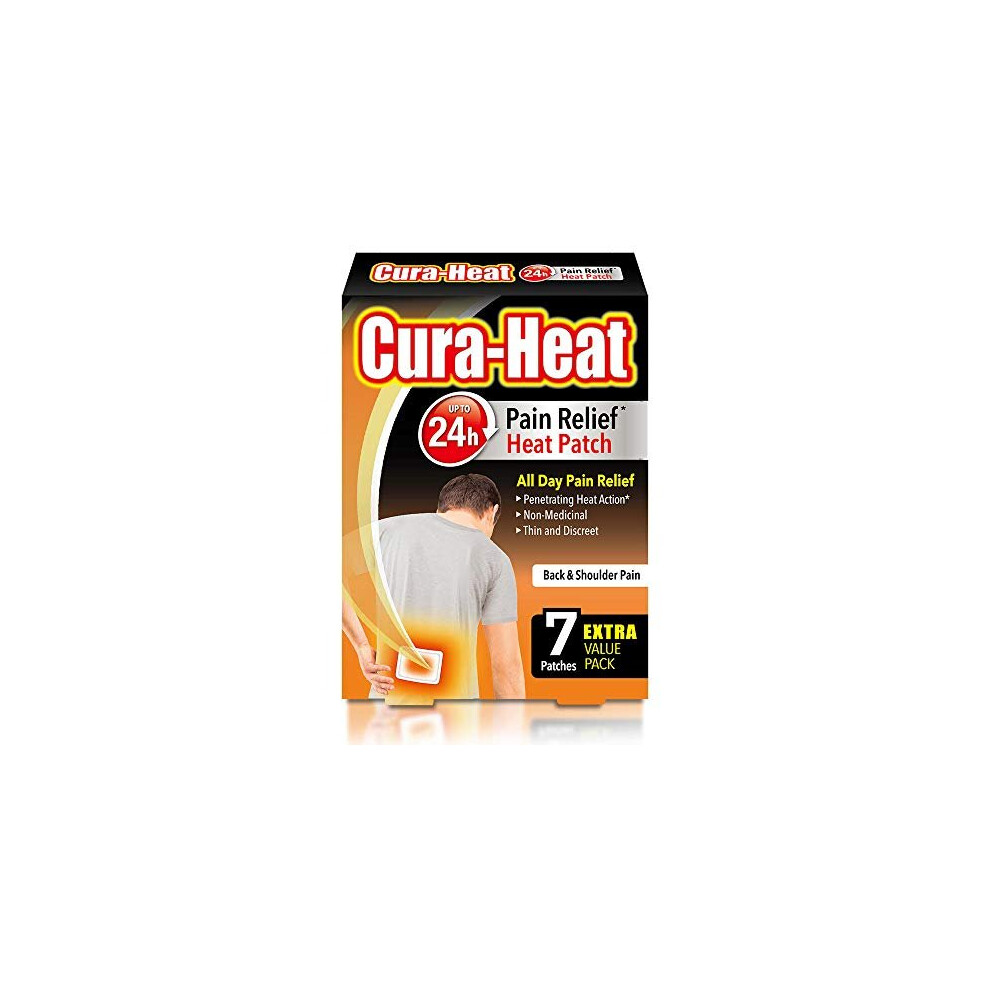 Cura-Heat Back And Shoulder Pain Heat Patche | 7 Patches | Targeted Pain Relief | Pain Relief Up To 24H | Penetrating Heat Action