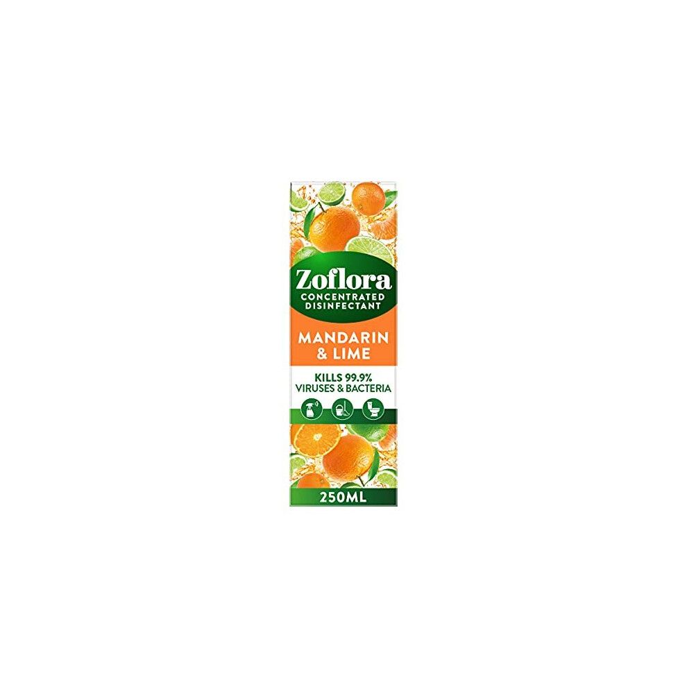 Zoflora Mandarin and Lime 250ml, Concentrated 3-in-1 Multipurpose Disinfectant Kills 99.9% of Bacteria & Viruses