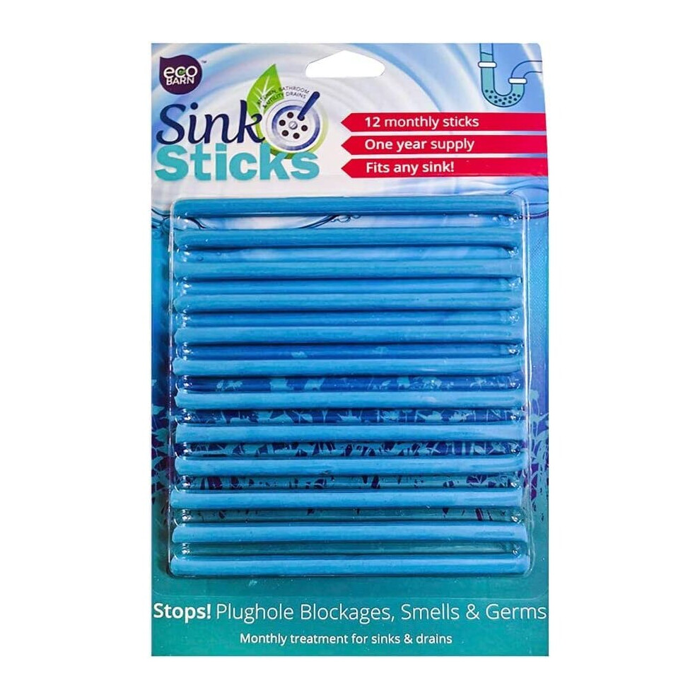 Eco Barn? Sink Stick | Plughole Sticks | Drain Unblocker & Sanitation. Sticks for Bathroom & Kitchens, Drain Cleaner & Deodoriser, Prevent Hair