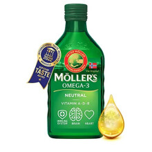 Moller's Omega-3 Cod Liver Oil | EPA & DHA + Vitamins A, D & E | Pure, Natural, Sustainably Sourced Arctic Cod | Superior Taste Award | 250 ml