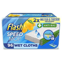 Flash Speedmop Wet Cloth Refills, Mop Refill Pads, Anti Bac Floor Cleaner, Lemon, 96 Wipes (24 x 4)